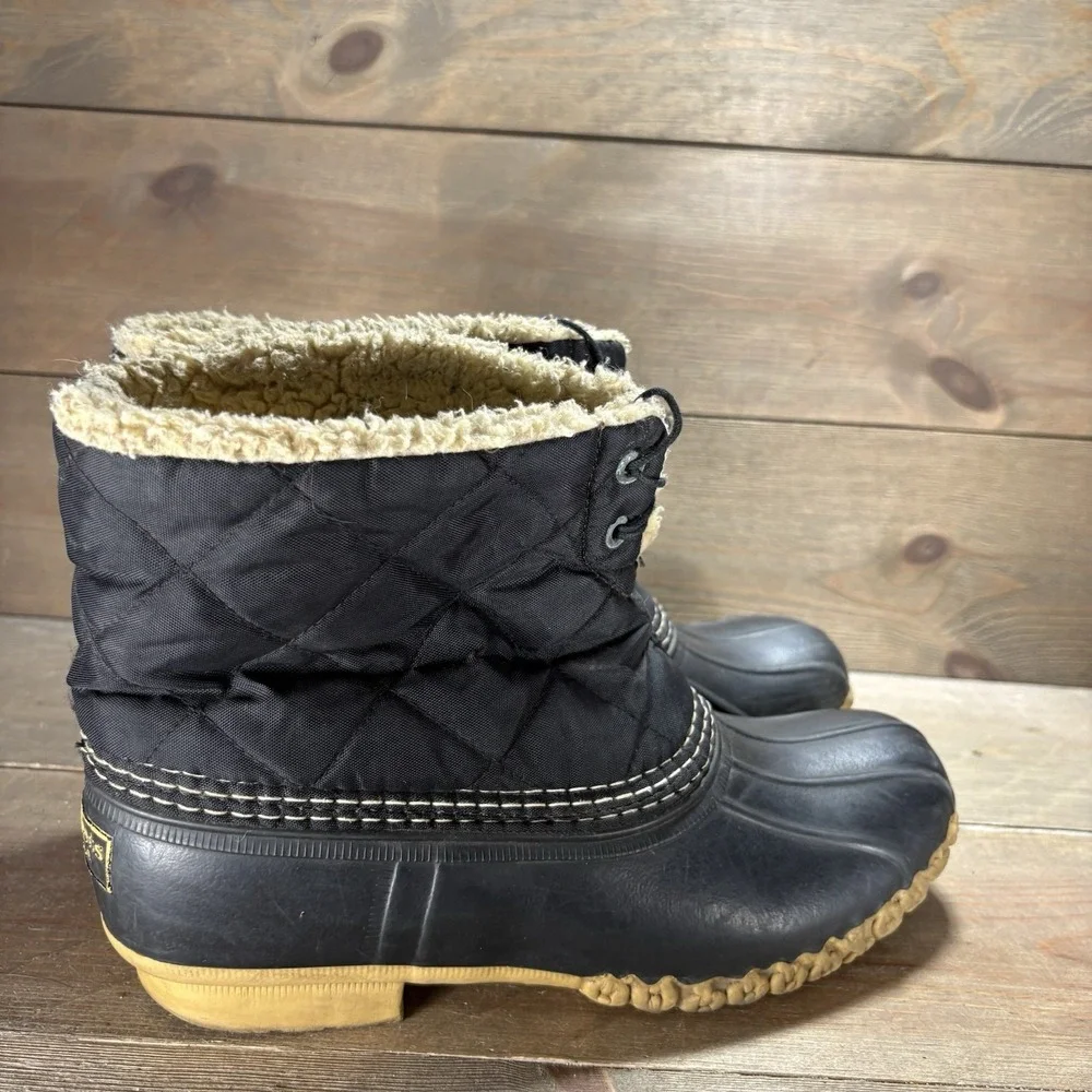 ll bean duck boots womens size 9 shoes black quilted sherpa winter hunting